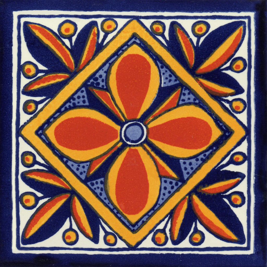 Mexican Talavera Tile Flor Naranja