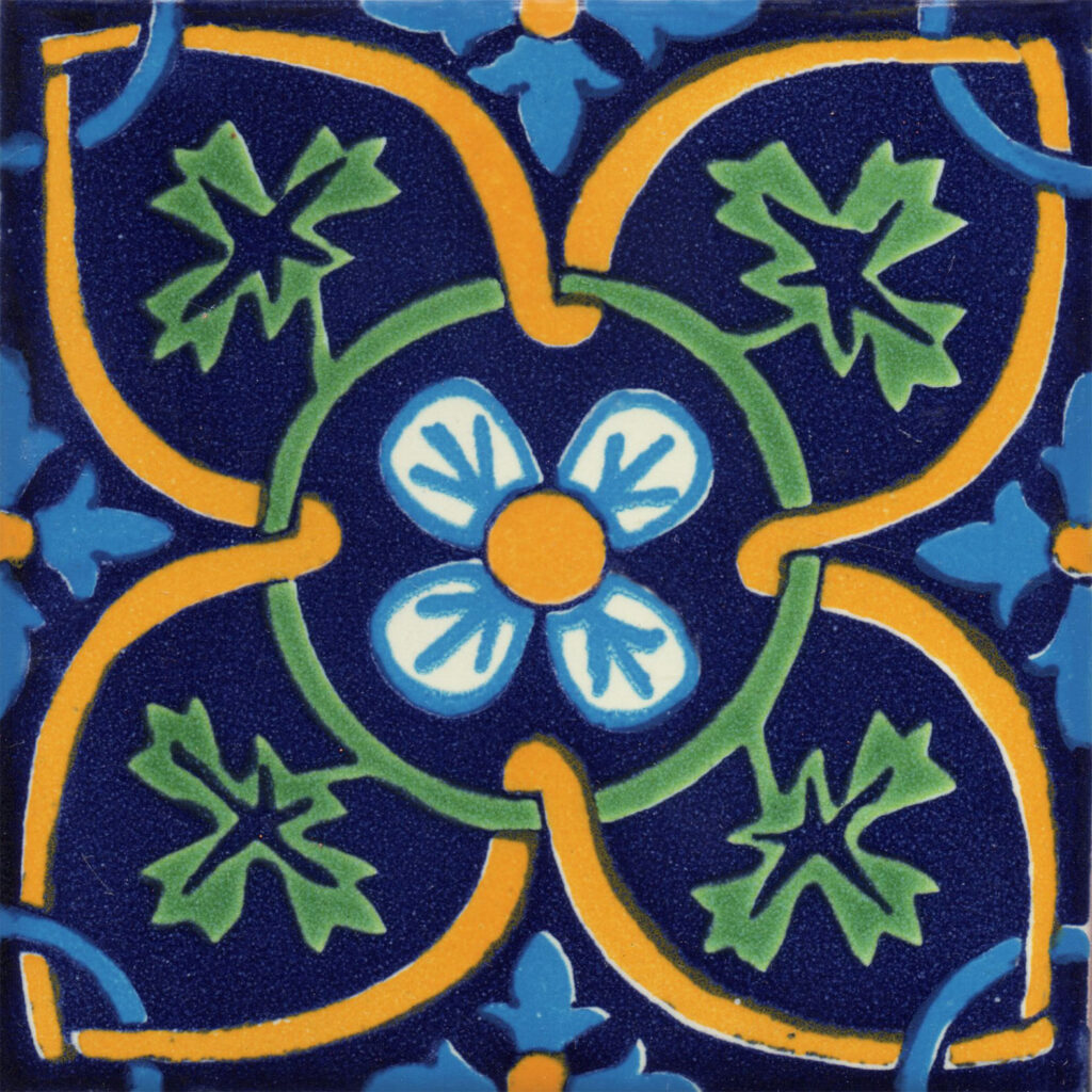 Mexican Talavera Tile San Angelin Azul