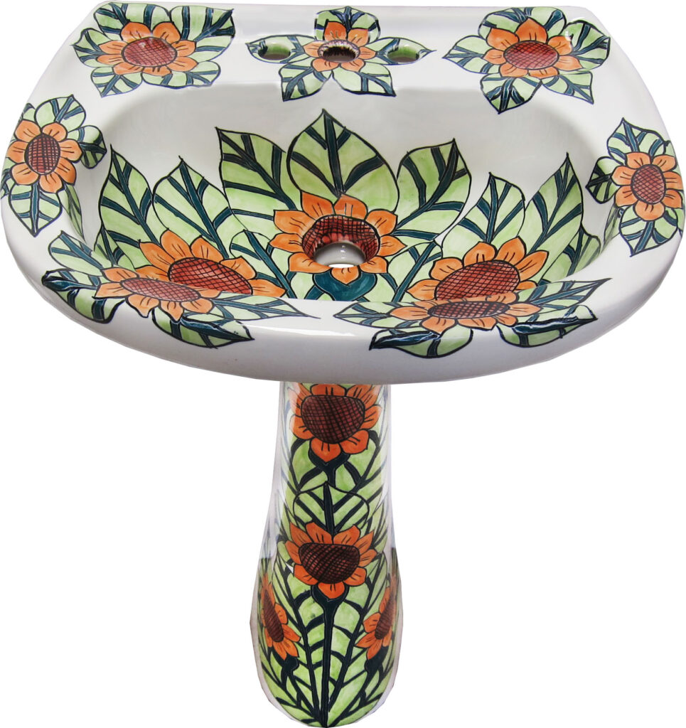 Mexican Talavera Pedestal Sink Girasoles2