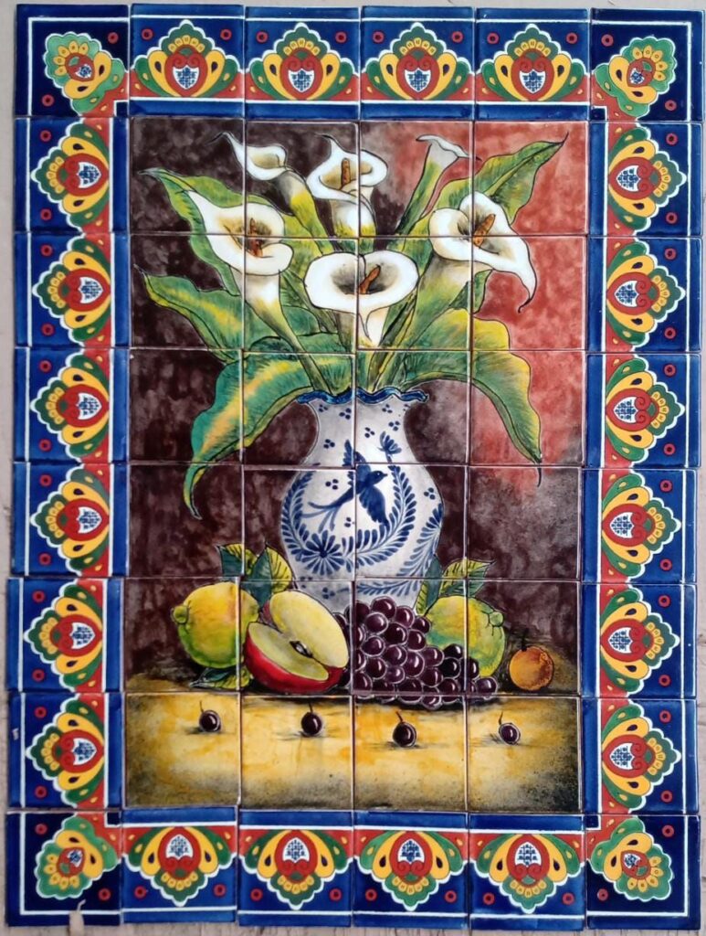 Mexican Talavera Mural Lilies 2