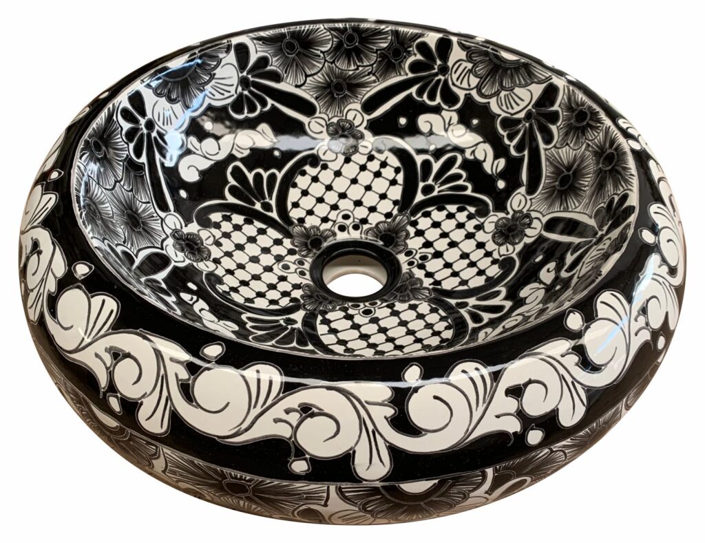 Talavera Round Vessel Sink Donut Acapulco Negro