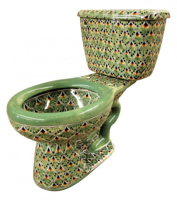 Talavera Toilet Set Pavo Real Verde