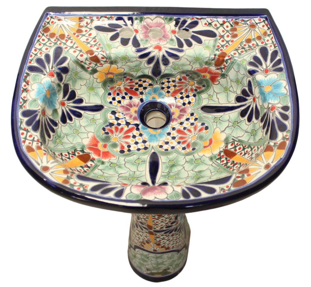 Mexican Talavera Pedestal Sink San Miguel