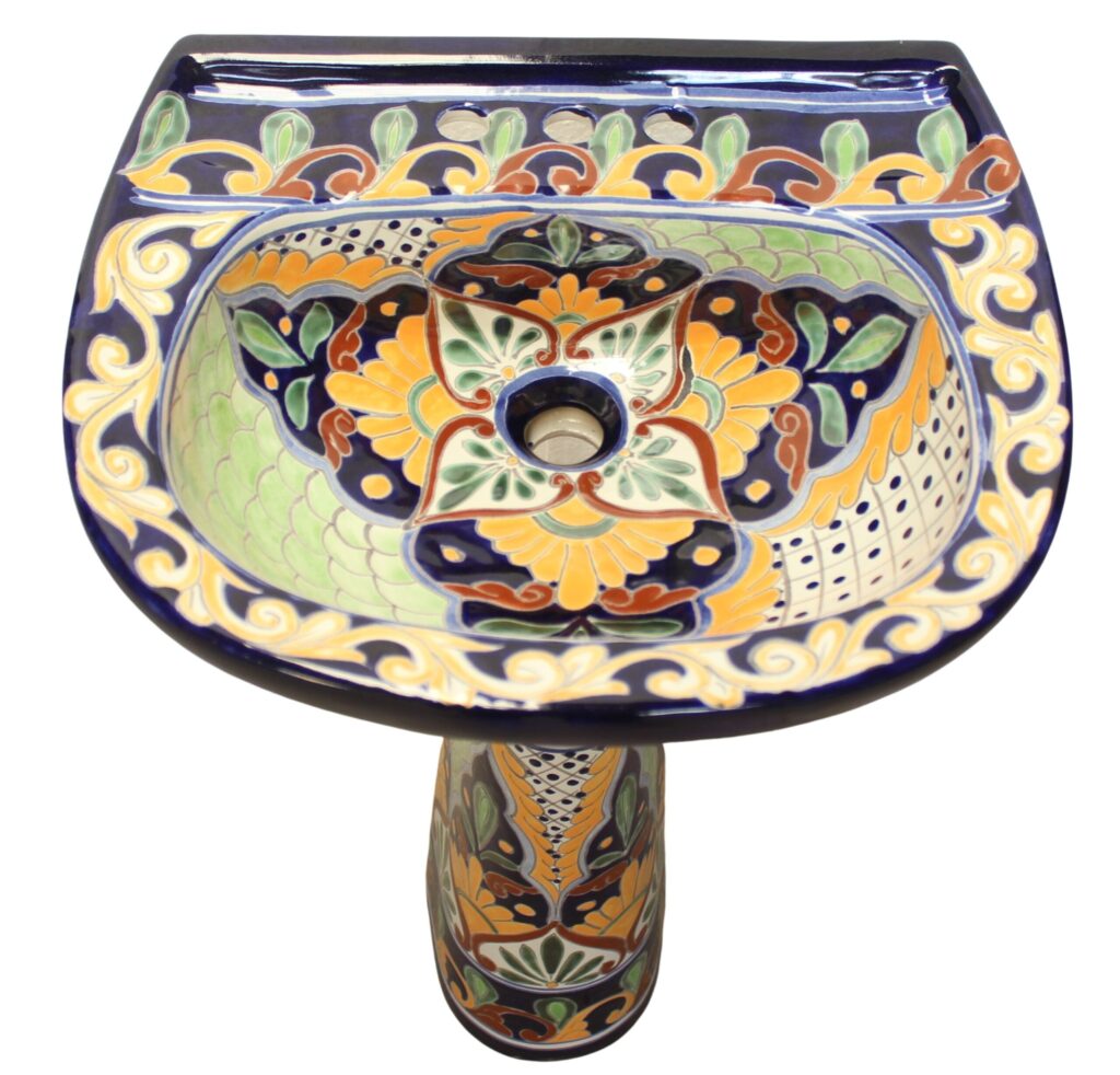 Mexican Talavera Pedestal Sink Hidalgo