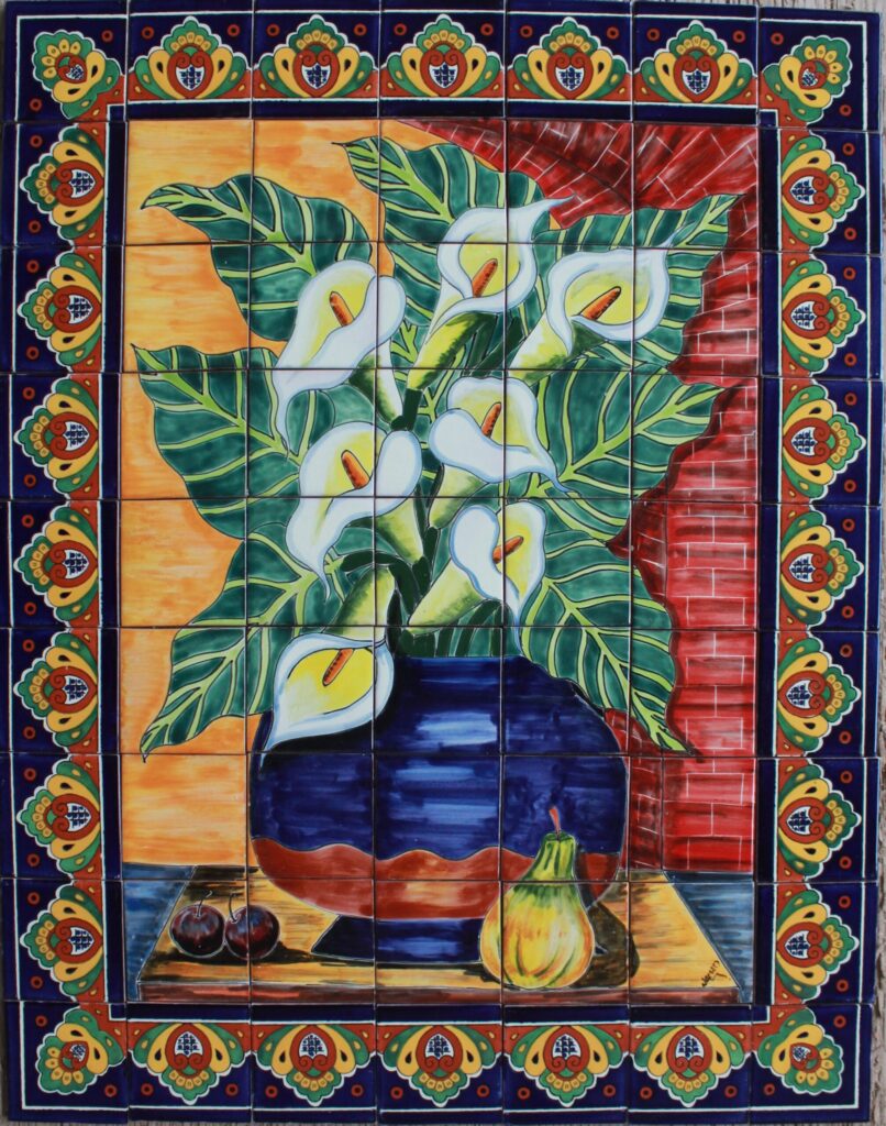 Mexican Talavera Mural Lillies 1