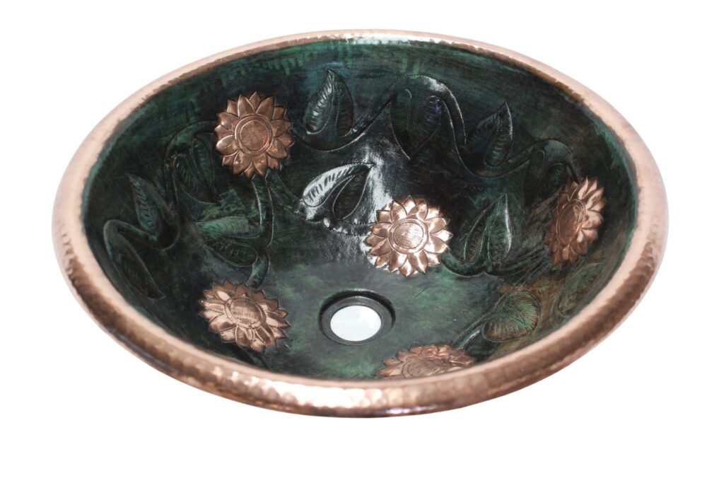 Hand Painted Copper Sink Round Drop In Nightsky