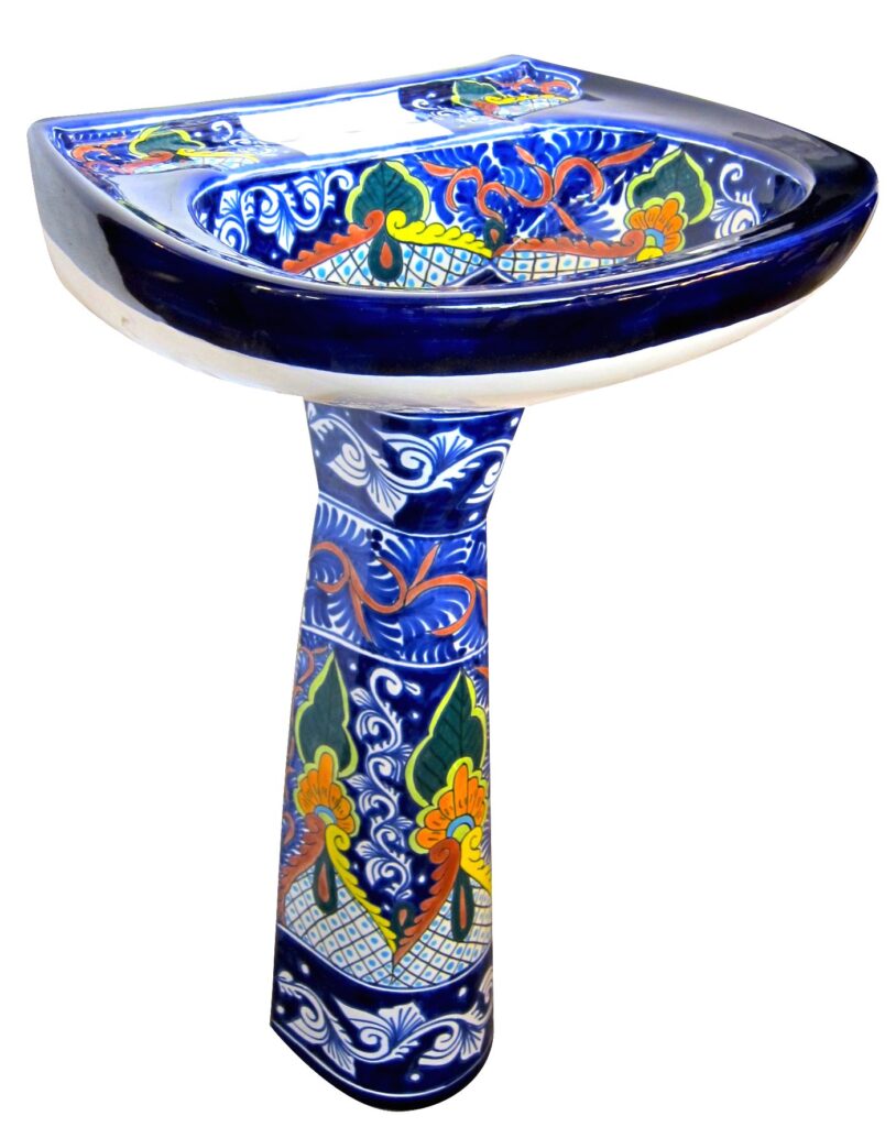 Mexican Talavera Pedestal Sink Puebla