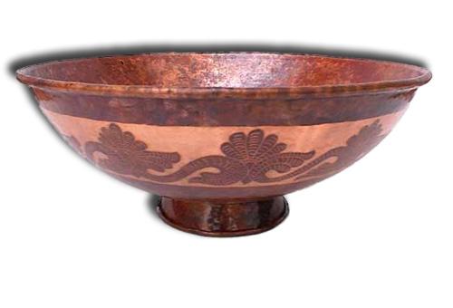 Hand Painted Copper Vessel Sink Round Antique