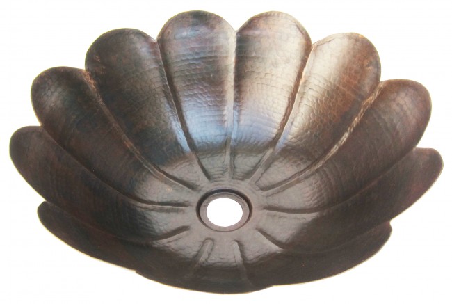 Copper Vessel Sink Round Petals