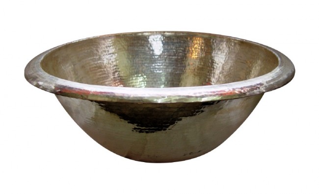 Copper Vessel Sink Nickel Round Hammered