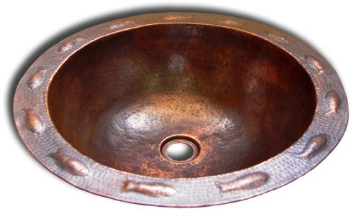 Copper Sink Round Small Fishes