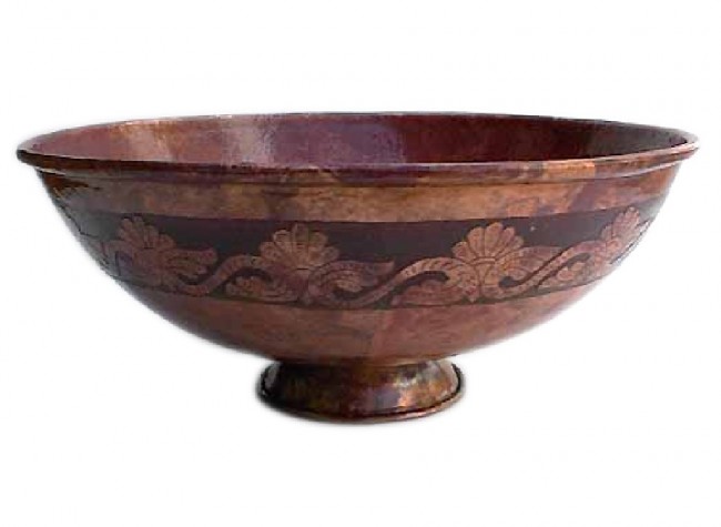 Copper Vessel Sink Flowers