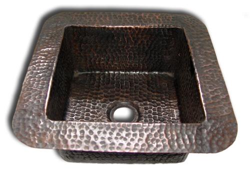 Copper Farmhouse Sink Square 1 Bowl Hammered