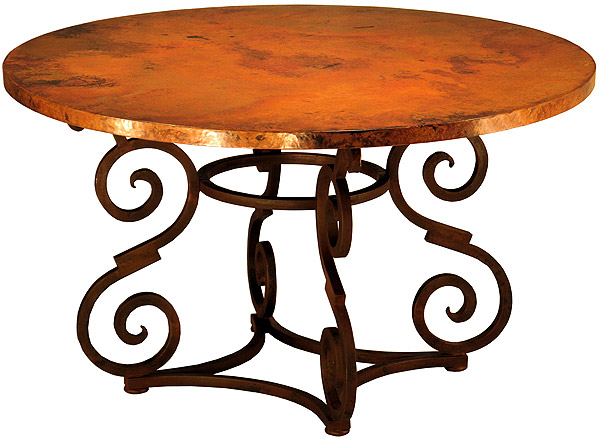 Hammered Copper Table with Iron Base Romana