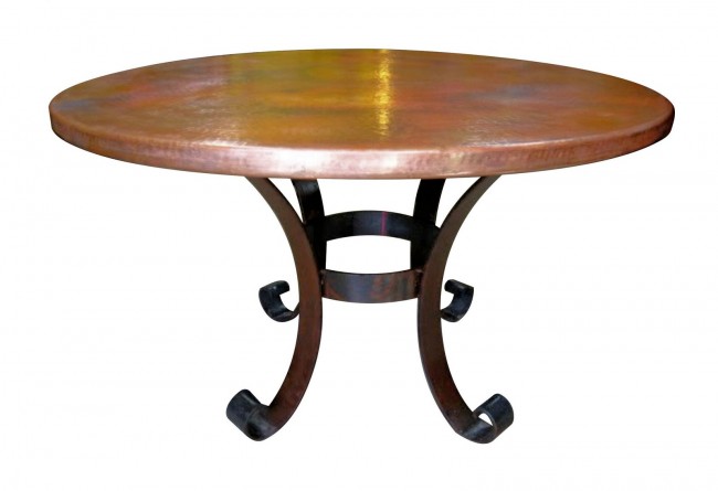 Hammered Copper Table with Iron Base San Miguel