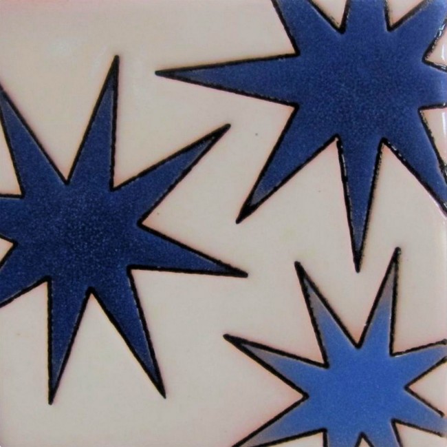 Ceramic High Relief Tile Blue Stars