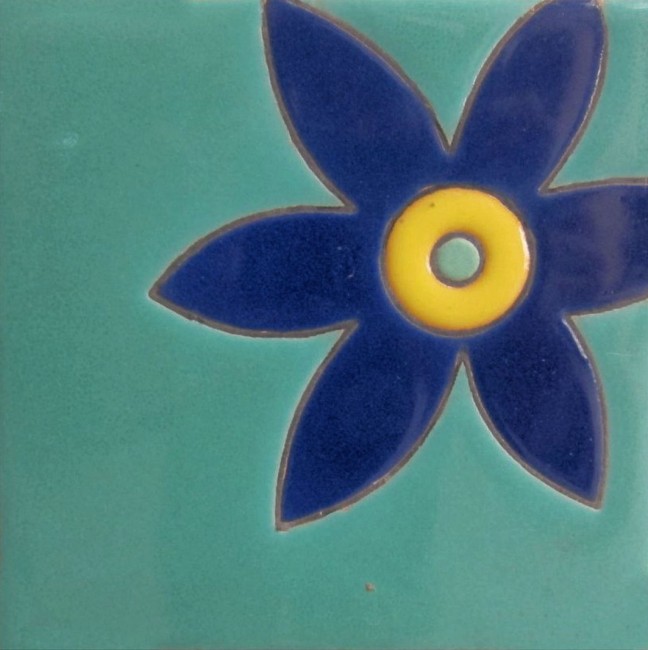 Ceramic High Relief Tile Lirio Azul