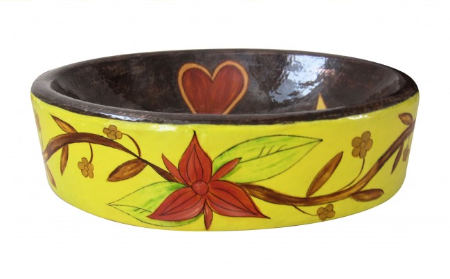 Hand Painted Copper Vessel Sink Heart & Stars