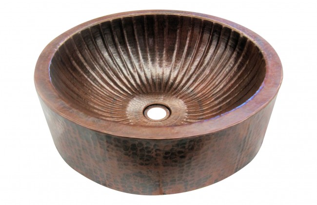 Copper Vessel Sink Round Grooves