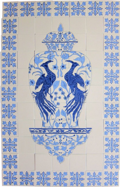 Talavera High Relief Mural Tibor Azul