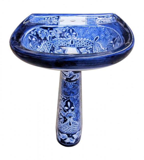 Mexican Talavera Pedestal Sink Acapulco