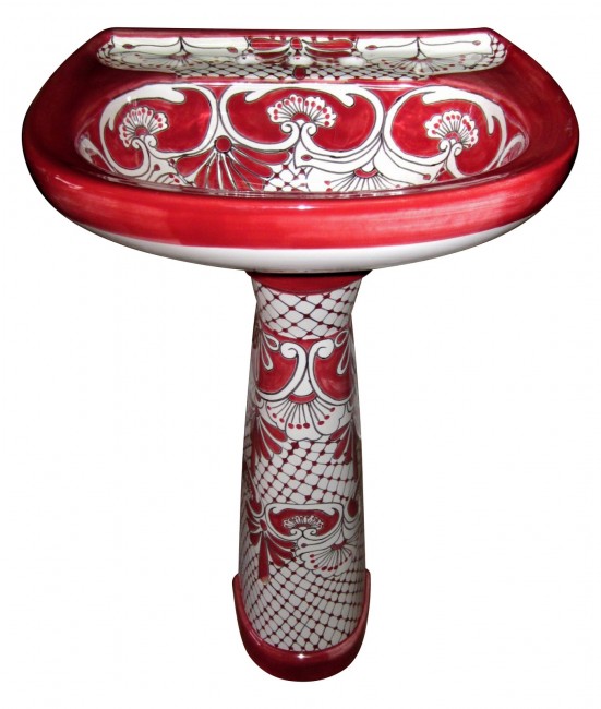 Mexican Talavera Sink Pedestal Caliente