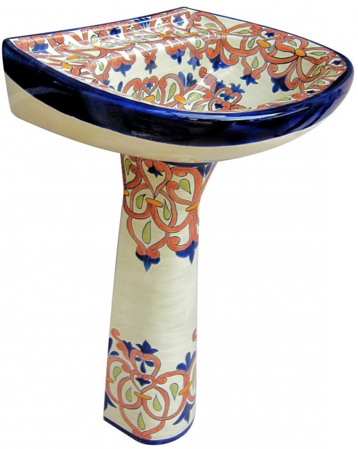 Mexican Talavera Pedestal San Lucas