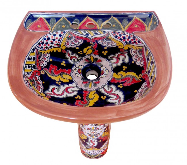 Mexican Talavera Pedestal Sink San Patricio