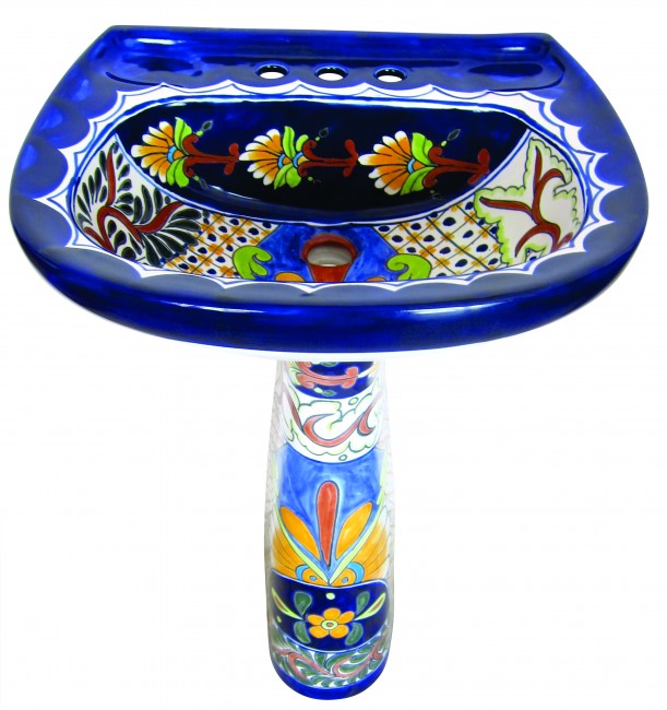 Mexican Talavera Pedestal Sink San Quintin