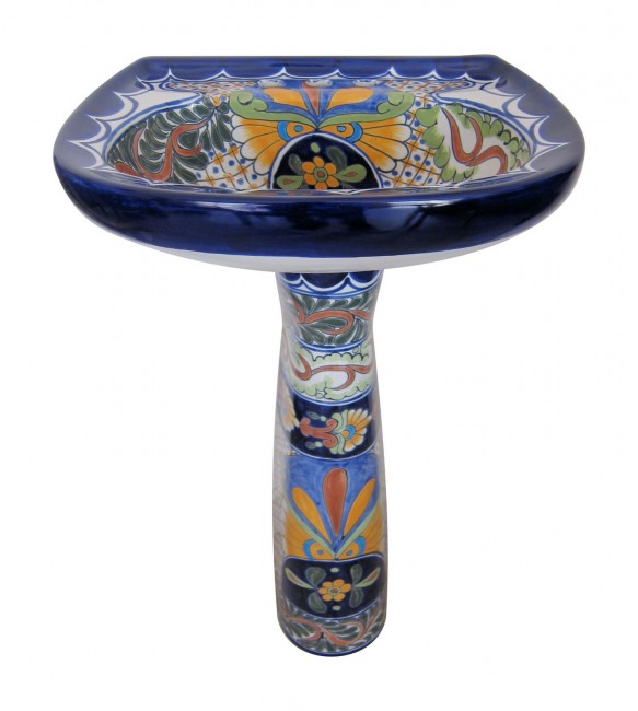 Mexican Talavera Pedestal Sink Vallarta