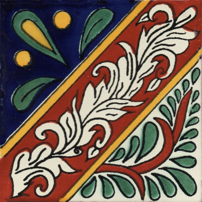 Mexican Talavera Tile Pluma Blanca