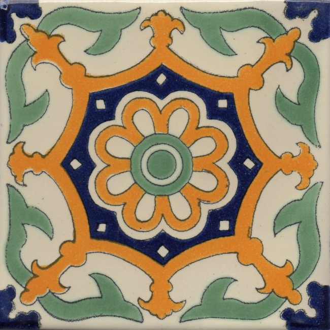 Mexican Talavera Tile Flor Capri