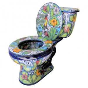 Mexican Talavera Toilet Hummingbirds