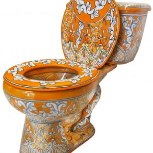 Mexican Talavera Toilet Set Acapulco Oro