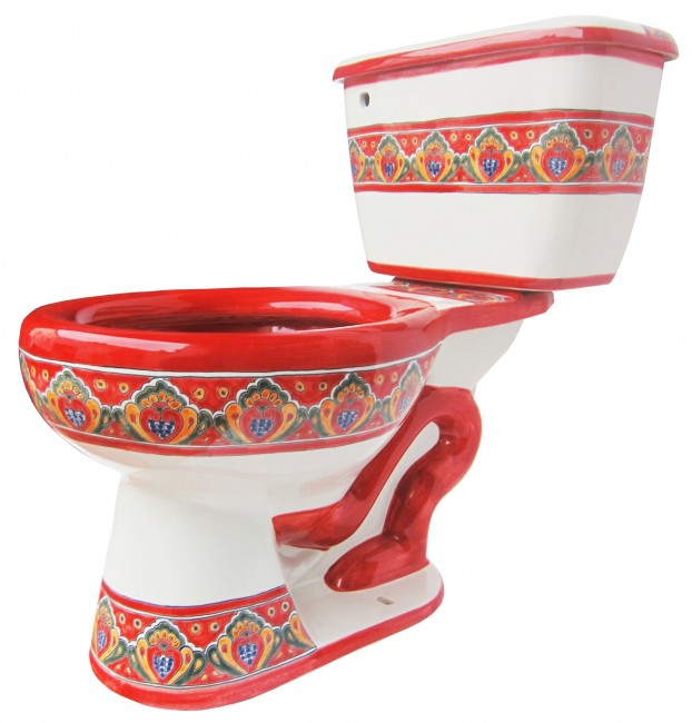 Mexican Talavera Toilet Set Franja