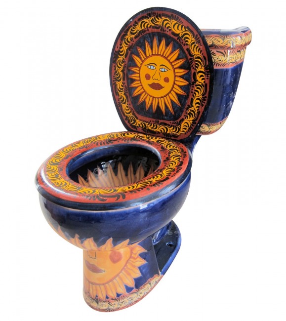 Mexican Talavera Toilet Sol Alegre