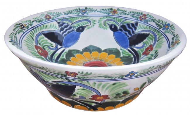 Mexican Talavera Vessel Sink Pajaro Azul