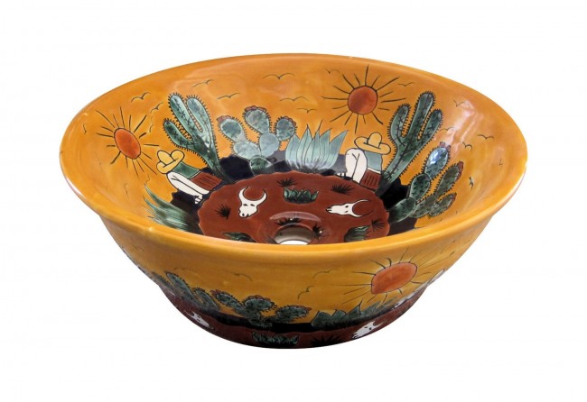 Mexican Talavera Vessel Sink Ranchero Amarillo