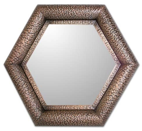 Mexican Tin Mirror Hammered Hexagon