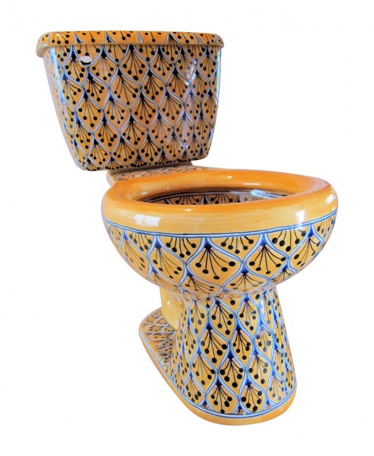 Talavera Toilet Set Pavo Real Amarillo