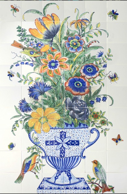 Talavera High Relief Mural Florero