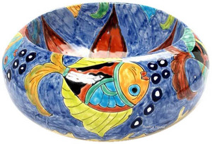 Talavera Round Vessel Sink Donut Fishes