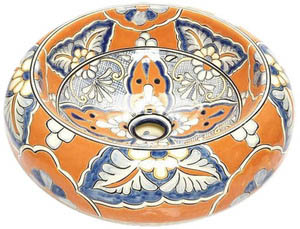 Talavera Round Vessel Sink Donut Anaranjado