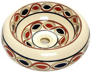 Talavera Round Vessel Sink Donut Franja