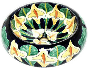 Talavera Round Vessel Sink Donut Lillies