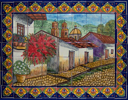 Mexican Talavera Mural Pueblo 2