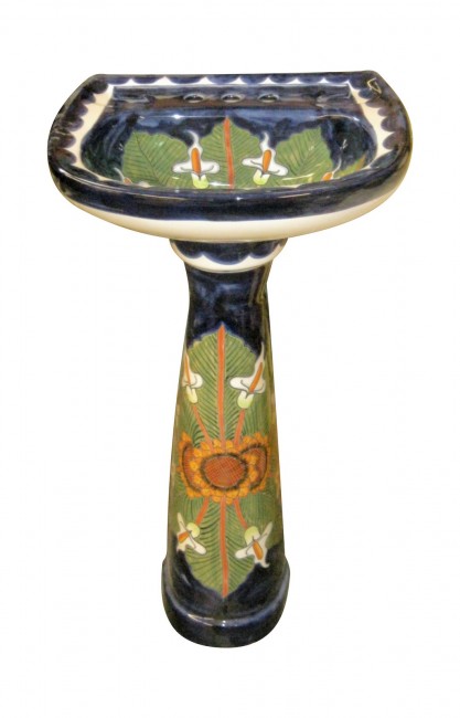 Mexican Talavera Pedestal Sink girasoles