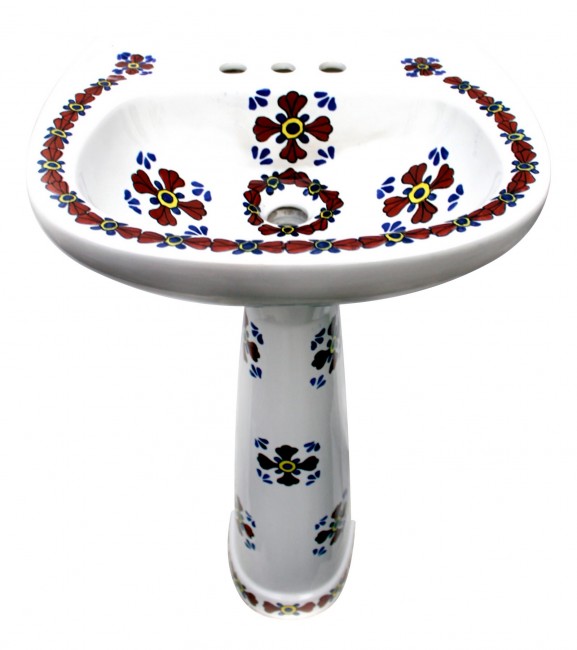 Mexican Talavera Pedestal Sink Trebols