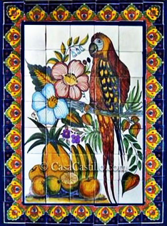 Mexican Talavera Mural Parrot 1