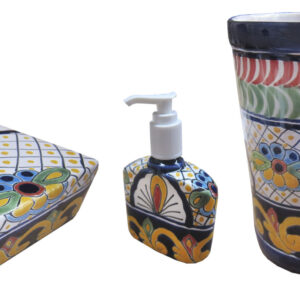 Round Mexican Talavera Toilet Set LM10